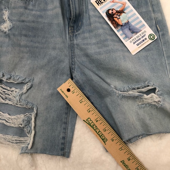 REWASH SIZE 24 SUPER HIGH RISE BOYFRIEND DENIM SHORTS VINTAGE REUNION NWT - Picture 12 of 14